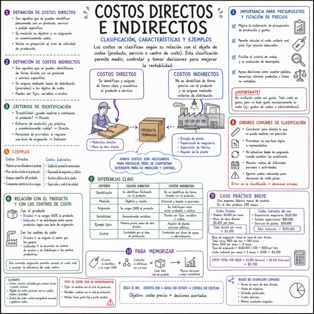 Costos Directos e Indirectos: Clasificación y Características