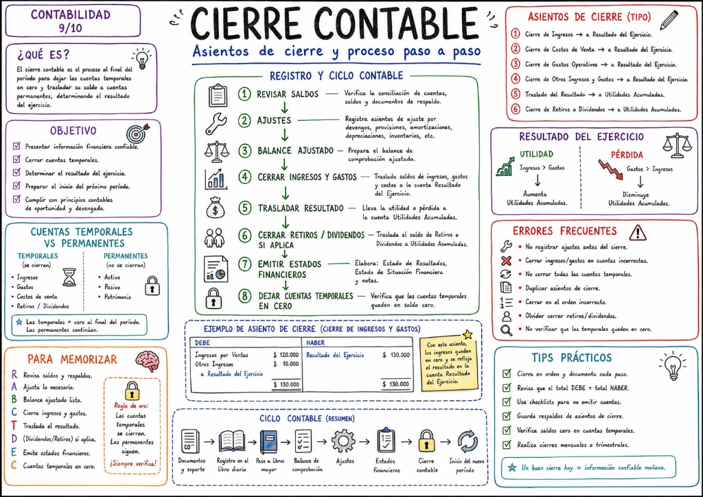 Cierre Contable: Asientos de Cierre y Proceso Paso a Paso