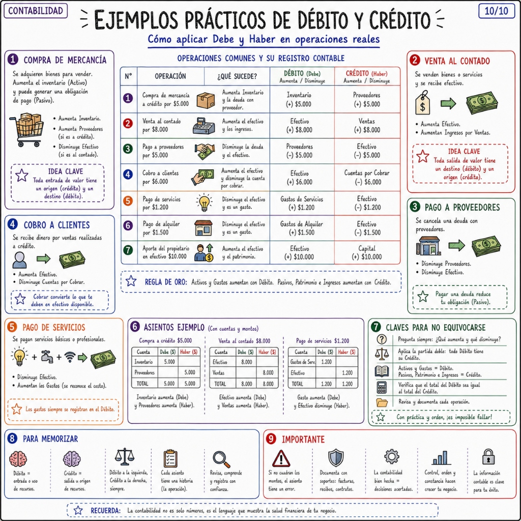Ejemplos Prácticos de Débito y Crédito: Operaciones Reales