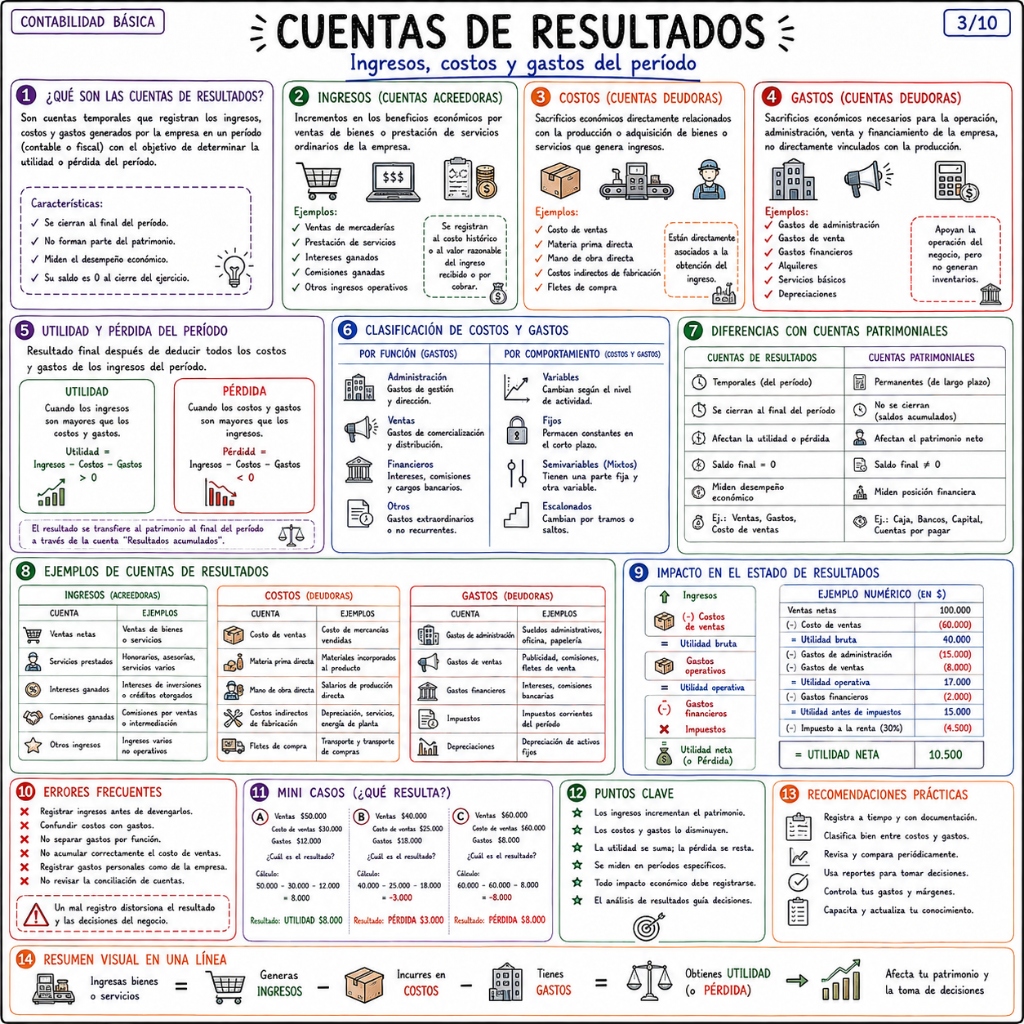 Cuentas de Resultados: Ingresos, Costos y Gastos del Período