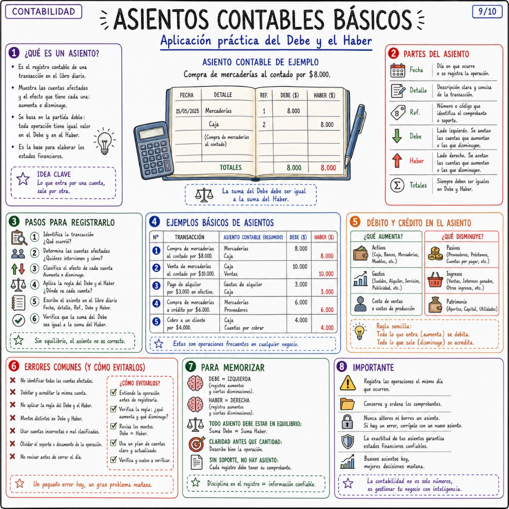 Asientos Contables Básicos: Aplicación Práctica del Debe y el Haber
